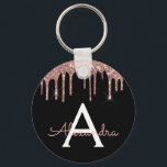 Chaveiro Rosa Dourado Preto Brilhante Glitter Monograma<br><div class="desc">Rosa Bege - Dourado Rosa e Preto Falso Brilhante Glitter Elegante Porta-Chaves. Estes Porta-Chaves podem ser personalizados para incluir sua inicial e primeiro nome. Estas chaves femininas fazem ótimos presentes ou lembranças para aniversário de 16 anos,  chá de noiva,  casamento ou despedida de solteira.</div>