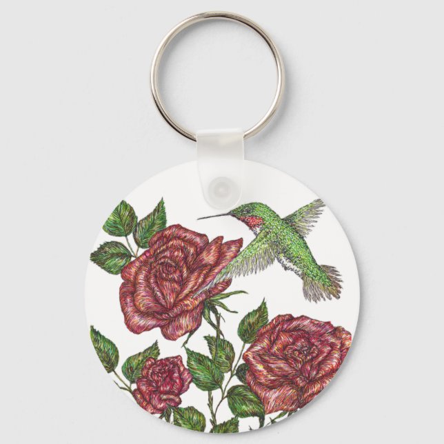 Chaveiro Rosa e Hummingbir (Frente)