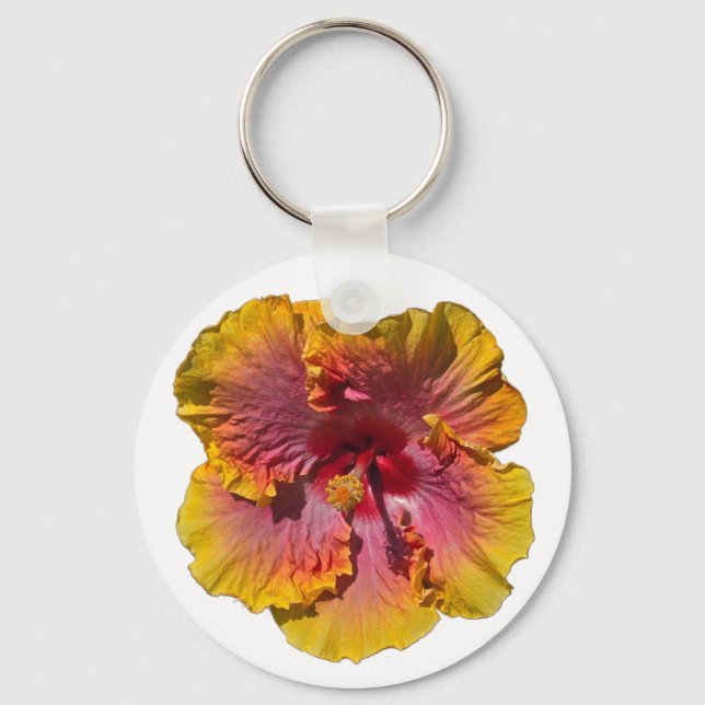 Chaveiro Rosa e Laranja Hibiscus (Frente)