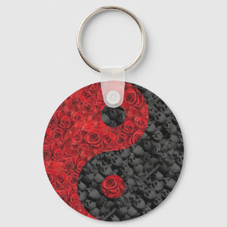 Chaveiro Rosa e Skull Yin Yang