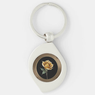 Chaveiro Rosa Elegante com Moldura Decorativa Ornamentada