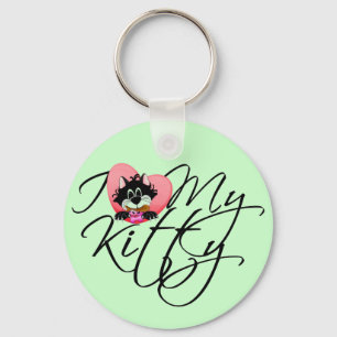 Chaveiro Rosa eu amo meus camiseta e presentes do gatinho