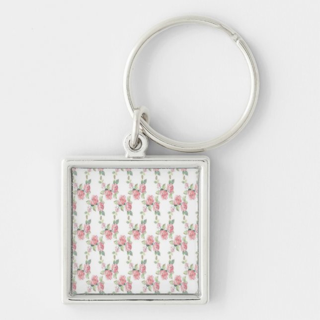 Chaveiro Rosa Floral Shabby Chic Rosa (Frente)