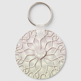 Chaveiro Rosa Geométrico Dourado Padrão de Coração de AMOR