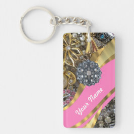 Chaveiro Rosa & ouro que bling