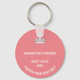 Chaveiro Rosa Personalizado Manter Calma Condução feminina