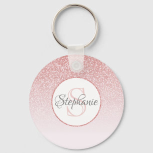 Chaveiro Rosa Personalizado Ombre Cor-de-rosa brilhante com