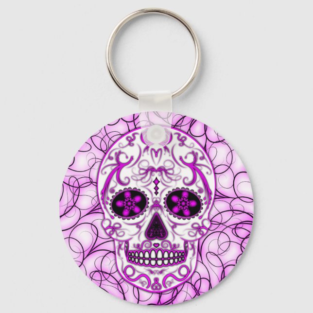 Chaveiro Rosa Quente a Rosa - Dia do Crânio do Açúcar Morto (Frente)