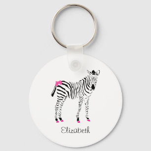 Chaveiro Rosa quente bonito e zebra feminino preta com nome