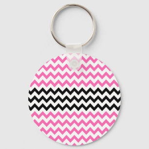 Chaveiro Rosa quente e preto Chevron por Shirley Taylor