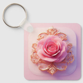 Chaveiro Rosa Rosa Com Intrincados Detalhes Ornamentais Dou