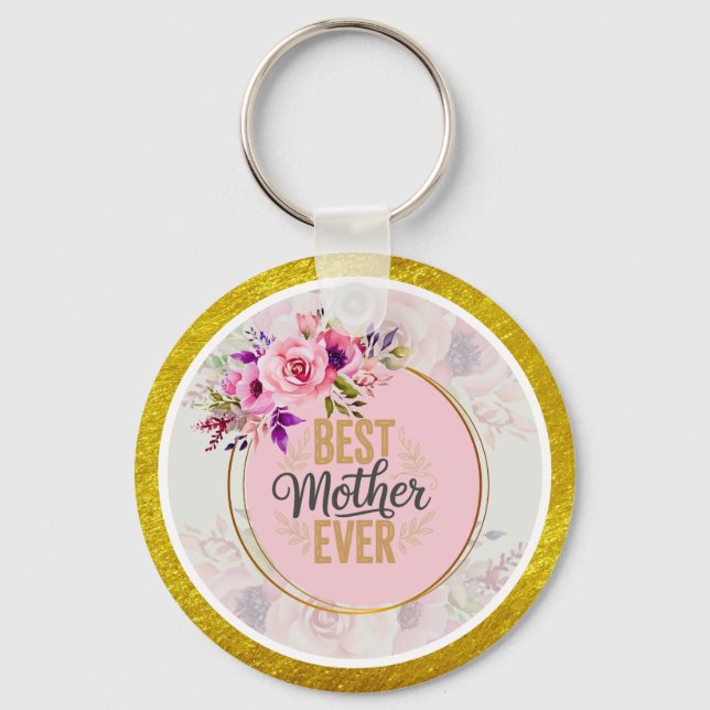 Chaveiro Rosa Rosa Mãe Dia das Mães Eu Melhor Mãe de Todos  (Frente)