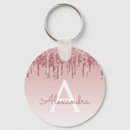 Chaveiro Rosa Rosa Rosa Rosa Dourada, Brilhante e Monograma