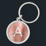 Chaveiro Rosa Rosa Rosa Rosa Dourada Faux Monograma de Aço<br><div class="desc">Rosa Rosa Rosa Rosa Dourada Faux Stainless Steel Metálico Elegante Chaveiro. Esses Chaveiros podem ser personalizados para incluir seu nome e nome inicial. Estas correntes-chave fazem favores de excelente,  chá de panela ou festa de solteira.</div>