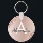 Chaveiro Rosa Rosa Rosa Rosa Dourada Faux Monograma de Aço<br><div class="desc">Rosa rosa rosa rosa Dourada Faux Stainless Steel Metálico e Chaveiro Elegante brilhante Sparkle. Esses Chaveiros podem ser personalizados para incluir seu nome e nome inicial. Estas correntes-chave fazem favores de excelente,  chá de panela ou festa de solteira.</div>