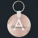 Chaveiro Rosa Rosa Rosa Rosa Dourada Faux Monograma de Aço<br><div class="desc">Rosa rosa rosa rosa Dourada Faux Stainless Steel Metálico e Chaveiro Elegante brilhante Sparkle. Esses Chaveiros podem ser personalizados para incluir seu nome e nome inicial. Estas correntes-chave fazem favores de excelente,  chá de panela ou festa de solteira.</div>