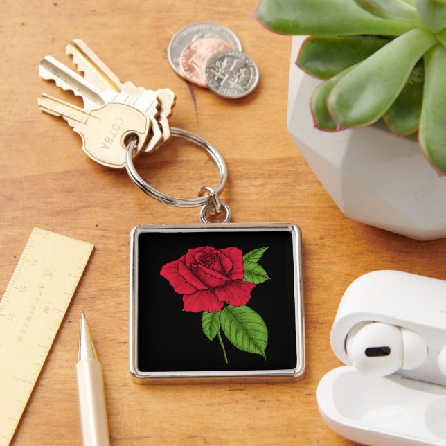 CHAVEIRO ROSA VERMELHA 2 (Mesa)