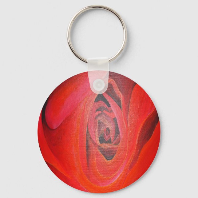 Chaveiro Rosa vermelha Artística em Forma de Coração (Frente)