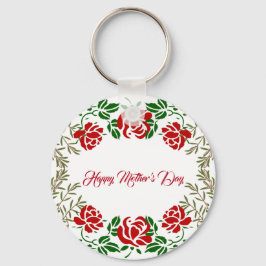 Chaveiro Rosa vermelha feliz dia de as mães Verde Floral Cu