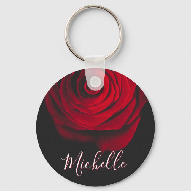 Chaveiro Rosa vermelha monográfica personalizada fotografia (Frente)