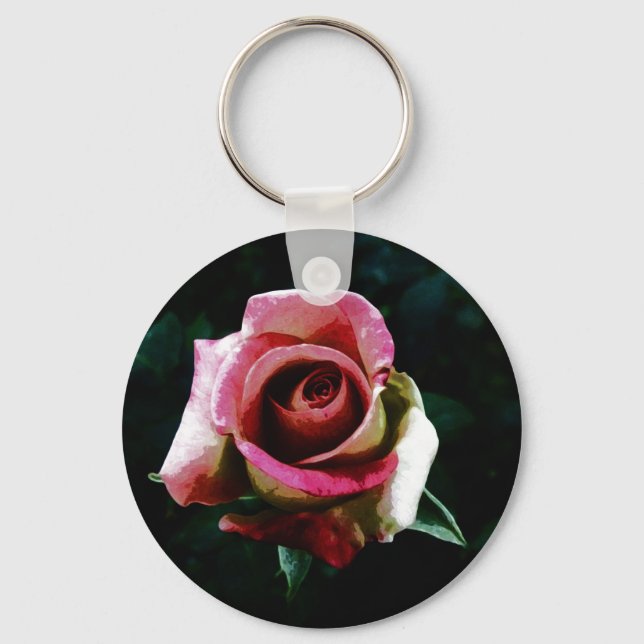 Chaveiro Rosa vermelha pintada a óleo (Frente)