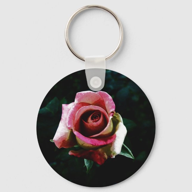 Chaveiro Rosa vermelha pintada a óleo (Frente)