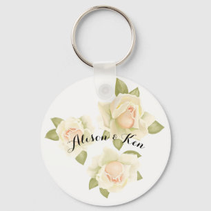 Chaveiro Rosas brancas com nome personalizado