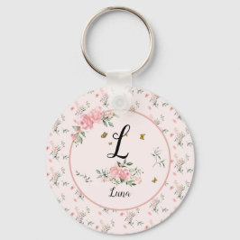 Chaveiro Rosas Cor-de-Rosa Elegantes em Aquarela com Borbol