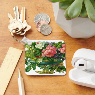 Chaveiro Rosas Cor-de-Rosa Florais Antigas, Vaso de Flores