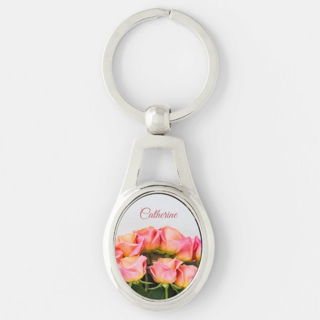 Chaveiro Rosas de nome personalizado (Frente)