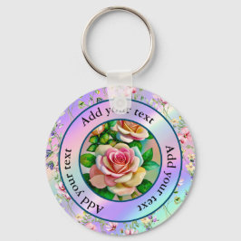 Chaveiro Rosas Elegância Pastas de Aquarelas cor-de-rosa e