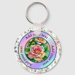 Chaveiro Rosas Elegância Pastas de Aquarelas cor-de-rosa e