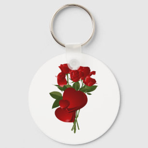 Chaveiro Rosas vermelhas e corações impressionantes