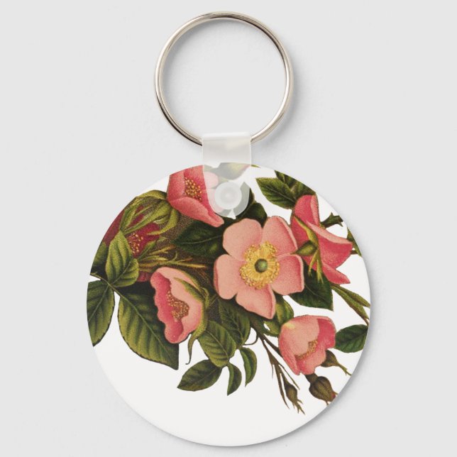 Chaveiro Rosas Vintage Lindas Botânica Rosa (Frente)