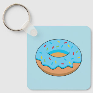 Chaveiro Rosquinha Fosco Azul com Cartoon Sprinkles