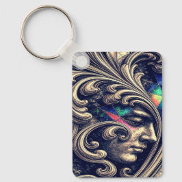 Chaveiro Rosto Abstrato Ornamentado com Pingente de Chave B