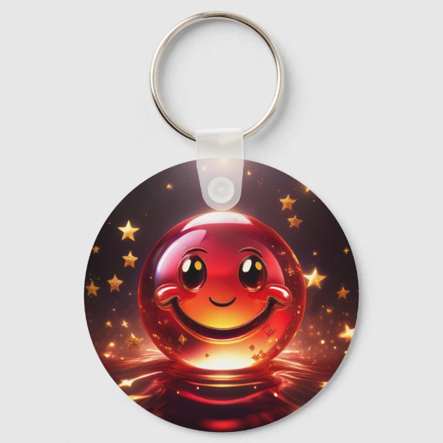 Chaveiro Rosto Bubbly Vermelho Transparente Com Estrelas (Frente)