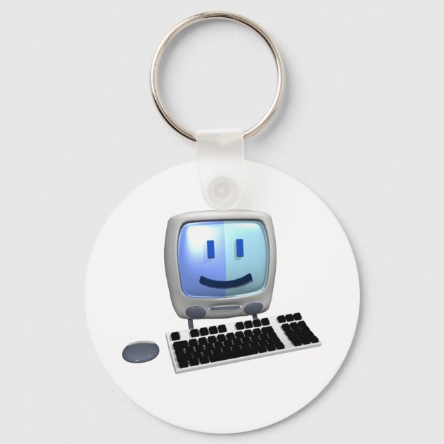 Chaveiro Rosto de computador bonito. (Frente)