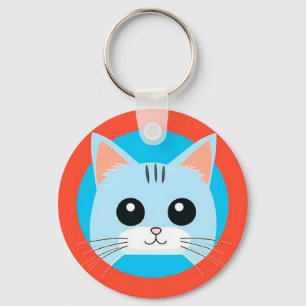 Chaveiro Rosto de Gato de Desenho Animado Fofo