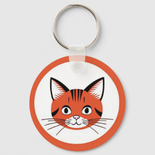Chaveiro Rosto de Gato de Desenho Animado Fofo com Design G