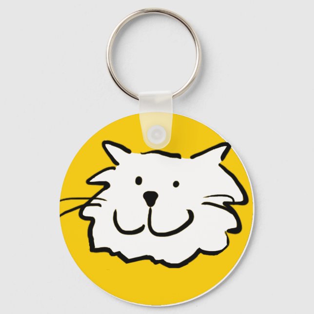 Chaveiro Rosto de Gato de Desenho Animado Mostrando um Gato (Frente)