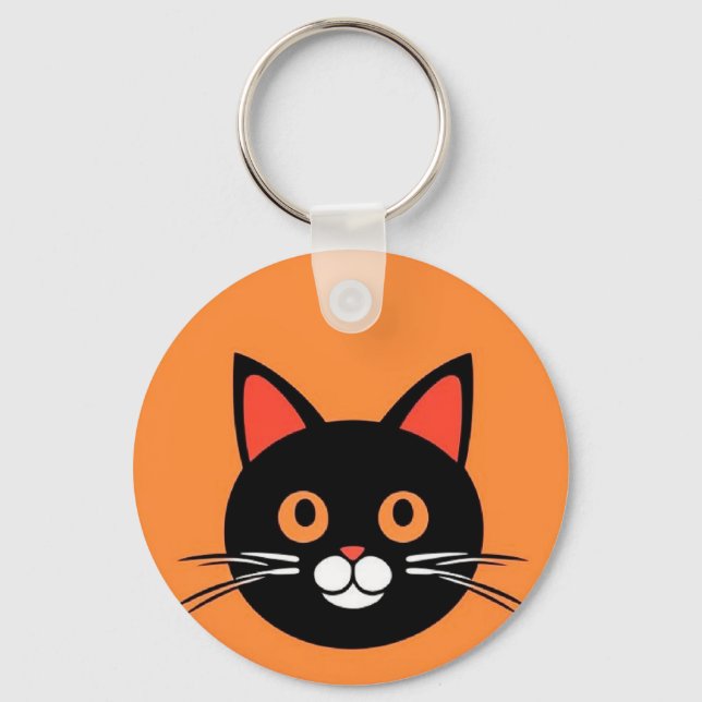 Chaveiro 🐱 Rosto de Gato Fofo Gráfico Negrito Presente Cha (Frente)