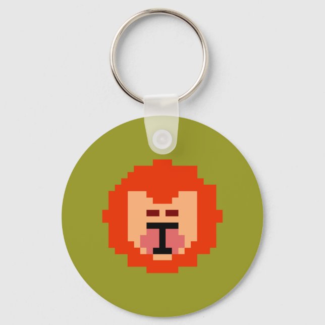 Chaveiro Rosto de leão pixelado fofo (Frente)