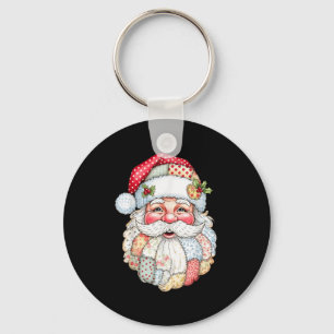 Chaveiro Rosto do Papai Noel em Patchwork Natal Feminino Jo