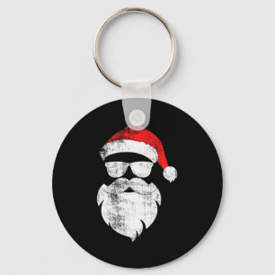 Chaveiro Rosto engraçado de Papai Noel hipster com chapéu b