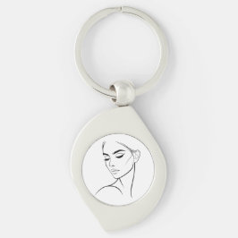Chaveiro Rosto Estético Feminino de Linha Abstrata Minimali