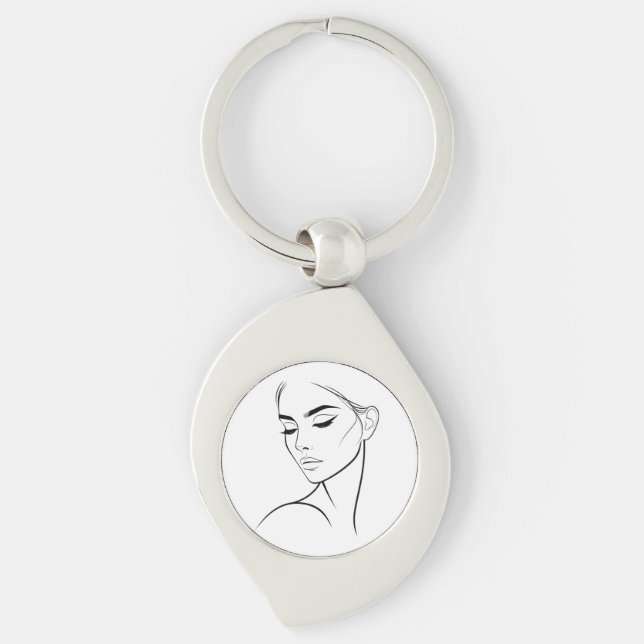 Chaveiro Rosto Estético Feminino de Linha Abstrata Minimali (Frente)