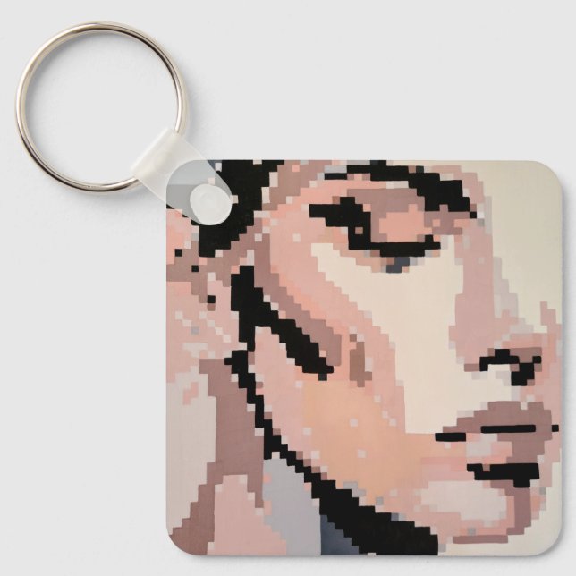 Chaveiro Rosto feminino calmo em tons de pixel suaves (Frente)