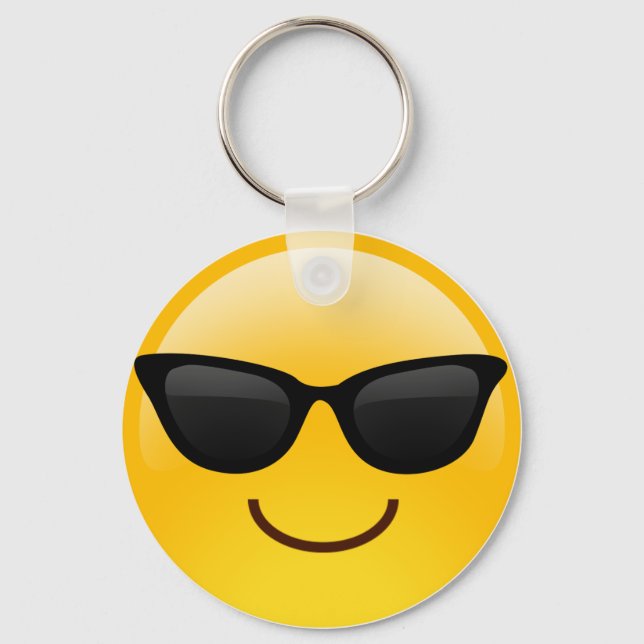 Chaveiro Rosto Sorridente Com Óculos De Sol Legal Emoji (Frente)