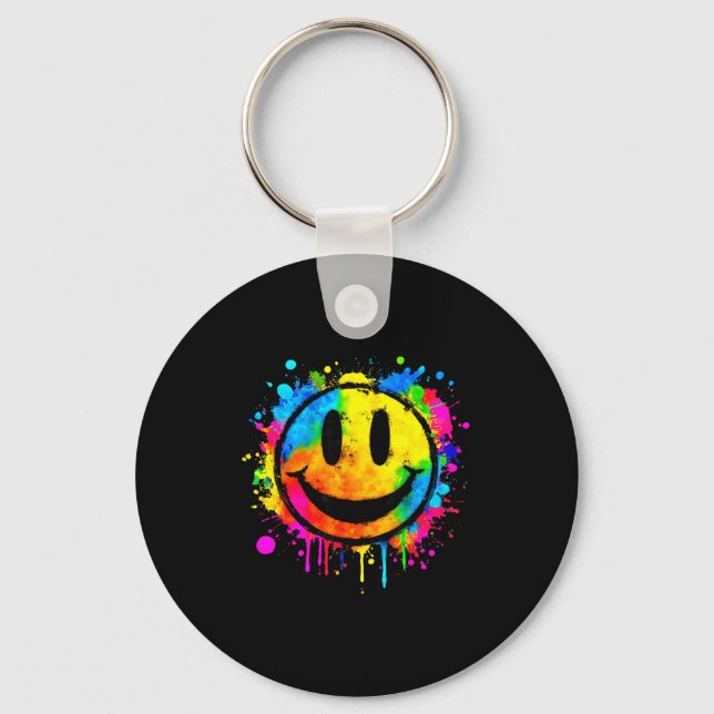 Chaveiro Rosto Sorridente Feliz com Salpico de Tinta Cara S (Frente)